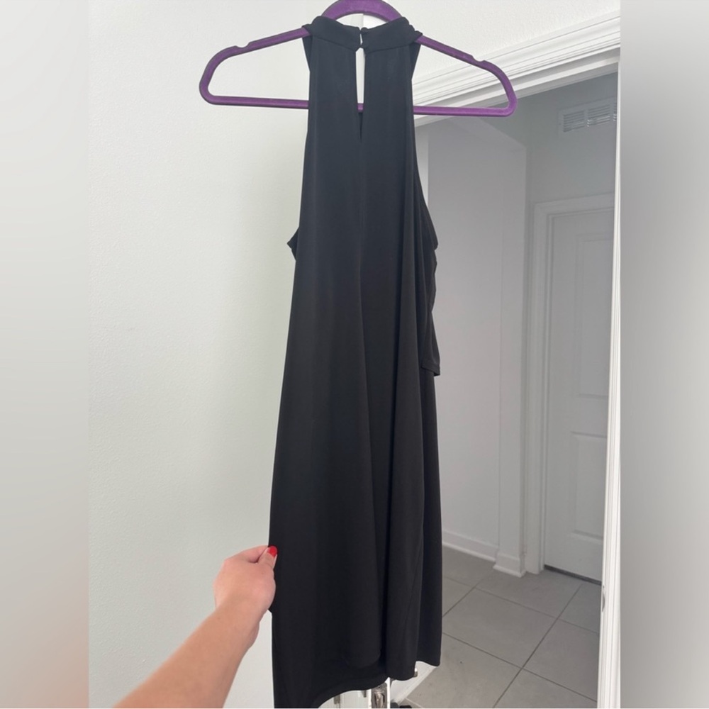 Sexy Black Asymmetrical MIDI Dress - Picture 3 of 4